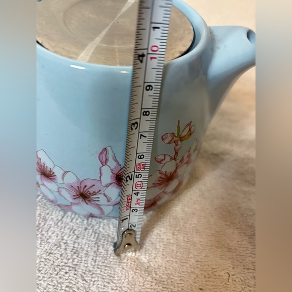 Alfred Ceramic & Stainless Steel Teapot Blue Cherry Blossoms - Picture 9 of 11